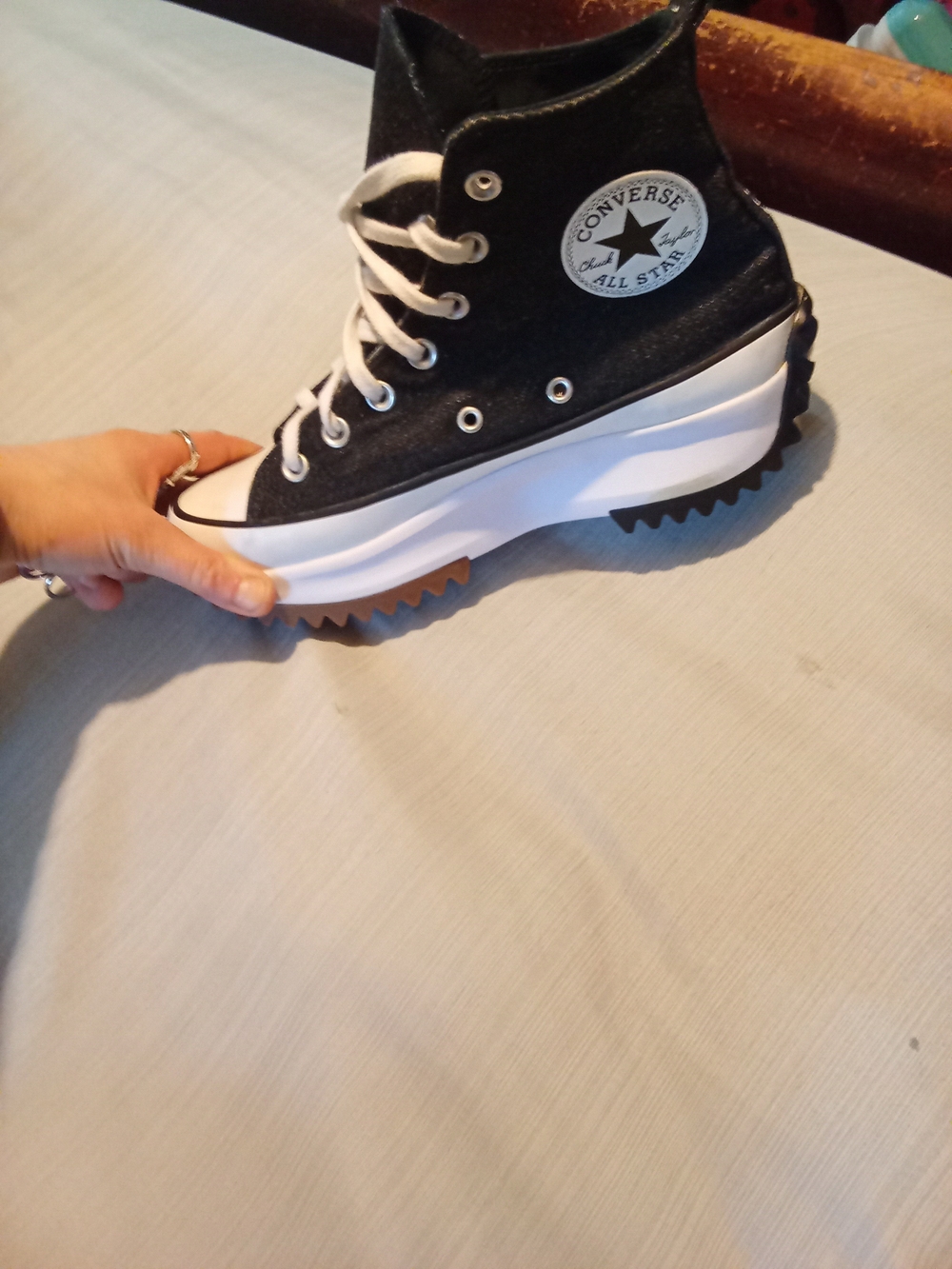 Converse Black and White Platform Run Star Hike High-Top Sneakers